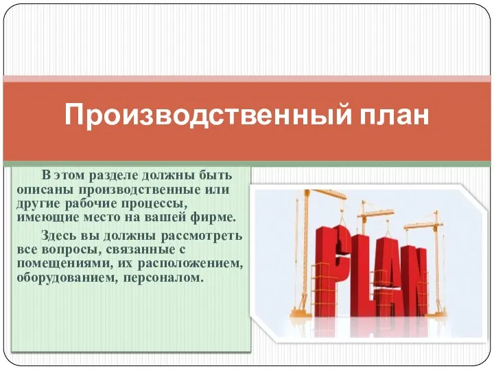 В этом разделе должны быть описаны производственные или другие рабочие процессы,