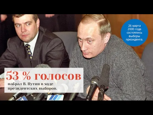 26 марта 2000 года состоялись выборы президента. 53 % голосов набрал
