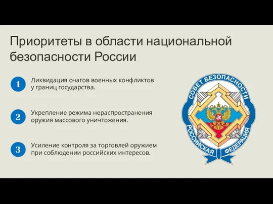 Ликвидация очагов военных конфликтов у границ государства. 1 Укрепление режима нераспространения