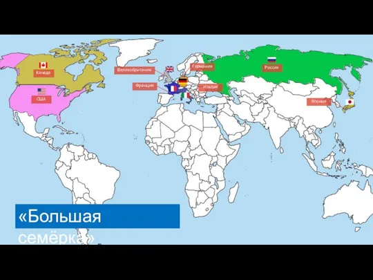 «Большая семёрка» Канада Великобритания Германия Италия США Франция Япония Россия