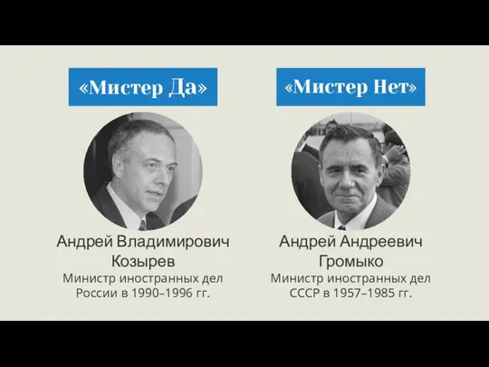 Андрей Владимирович Козырев Андрей Андреевич Громыко Министр иностранных дел России в