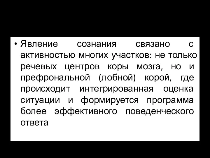 Явление сознания связано с активностью многих участков: не только речевых центров