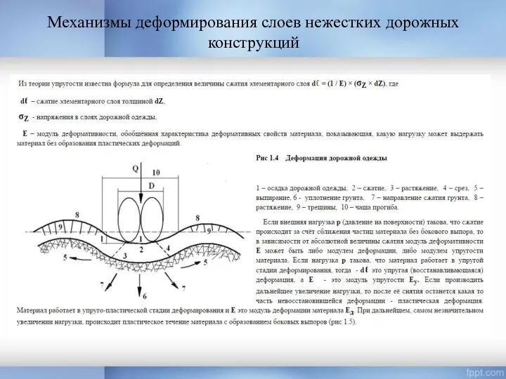 Механизмы деформирования слоев нежестких дорожных конструкций