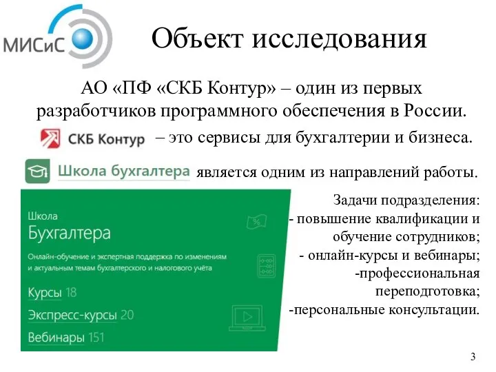 Объект исследования АО «ПФ «СКБ Контур» – один из первых разработчиков