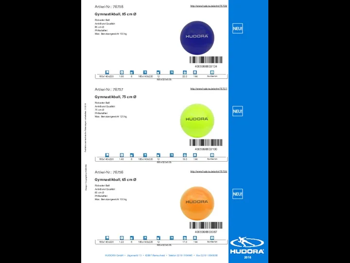 Design / Copyright by HUDORA Farbliche und technische Änderungen vorbehalten. 01/2016