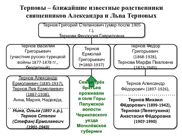 Терновы – ближайшие известные родственники священников Александра и Льва Терновых Тернов