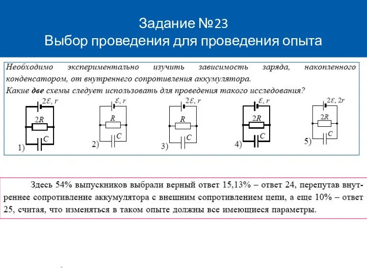 Задание №23 Выбор проведения для проведения опыта