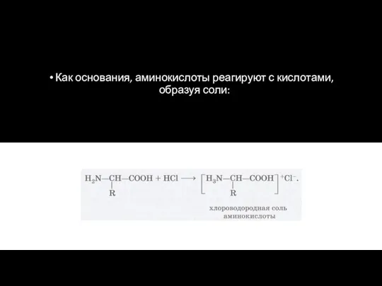 Как основания, аминокислоты реагируют с кислота­ми, образуя соли: