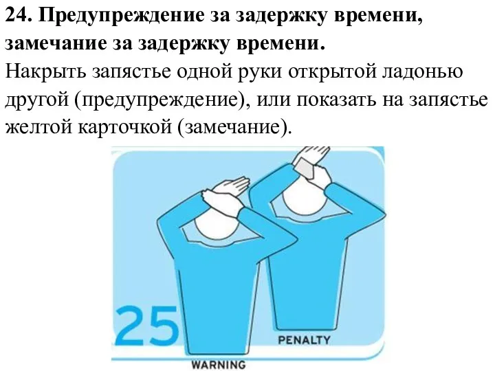 24. Предупреждение за задержку времени, замечание за задержку времени. Накрыть запястье