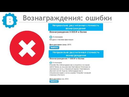 Вознаграждения: ошибки Неправильно рассчитанная стоимость вознаграждения Неправильно рассчитанная стоимость вознаграждения