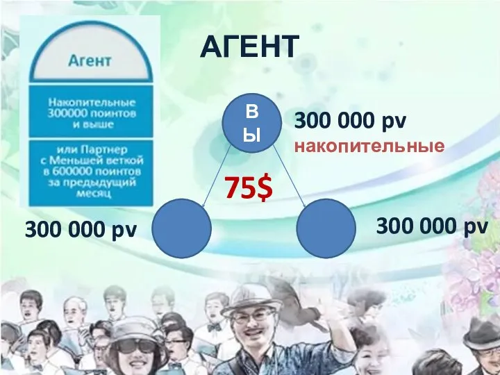 АГЕНТ ВЫ 300 000 pv накопительные 300 000 pv 300 000 pv 75$