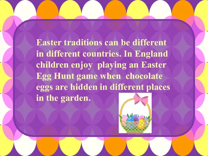 Easter traditions can be different in different countries. In England children