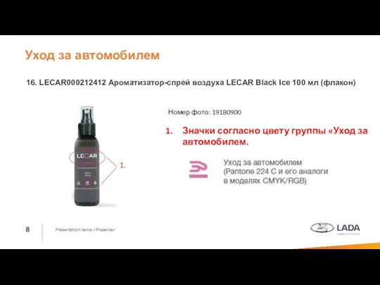 Presentation name / Presenter 16. LECAR000212412 Ароматизатор-спрей воздуха LECAR Black Ice