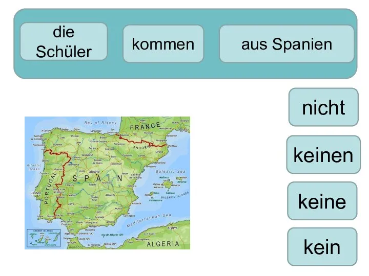 die Schüler kein aus Spanien kommen keine keinen nicht