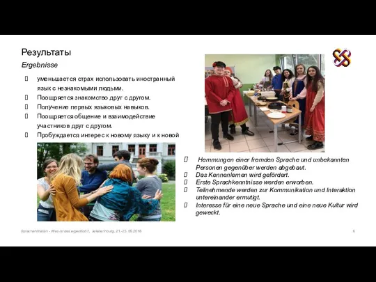 Результаты Ergebnisse Sprachanimation - Was ist das eigentlich?, Jekaterinburg, 21.-23. 05.2018