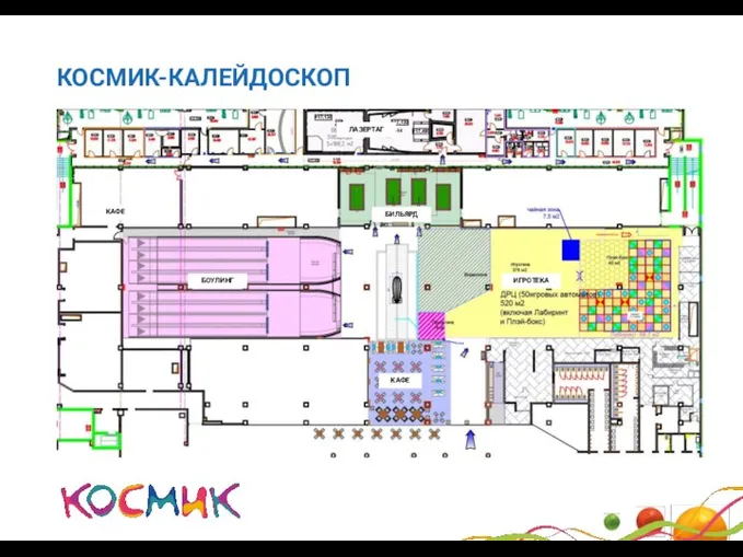 КОСМИК-КАЛЕЙДОСКОП БОУЛИНГ ИГРОТЕКА ЛАЗЕРТАГ КАФЕ БИЛЬЯРД КАФЕ