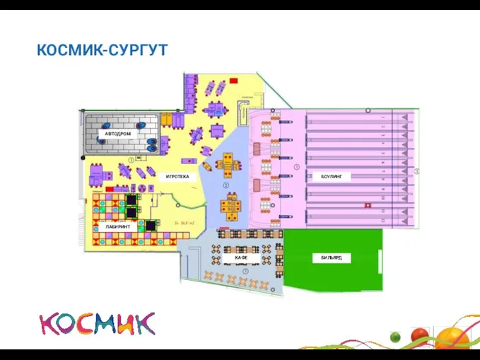 КОСМИК-СУРГУТ БОУЛИНГ БИЛЬЯРД ИГРОТЕКА КАФЕ ЛАБИРИНТ АВТОДРОМ