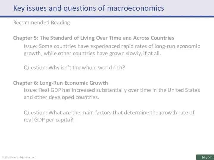 Key issues and questions of macroeconomics Recommended Reading: Chapter 5: The