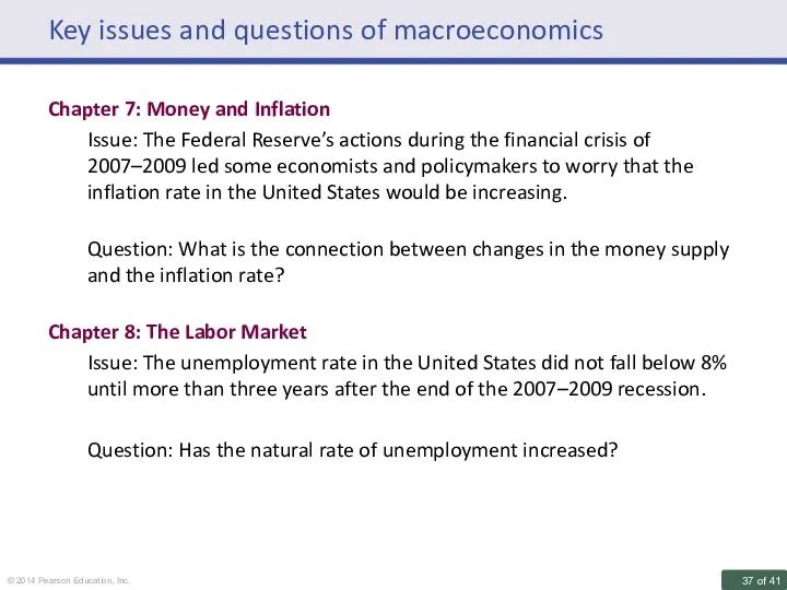 Key issues and questions of macroeconomics Chapter 7: Money and Inflation