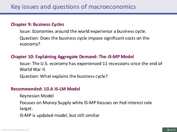 Key issues and questions of macroeconomics Chapter 9: Business Cycles Issue: