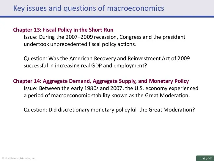 Key issues and questions of macroeconomics Chapter 13: Fiscal Policy in