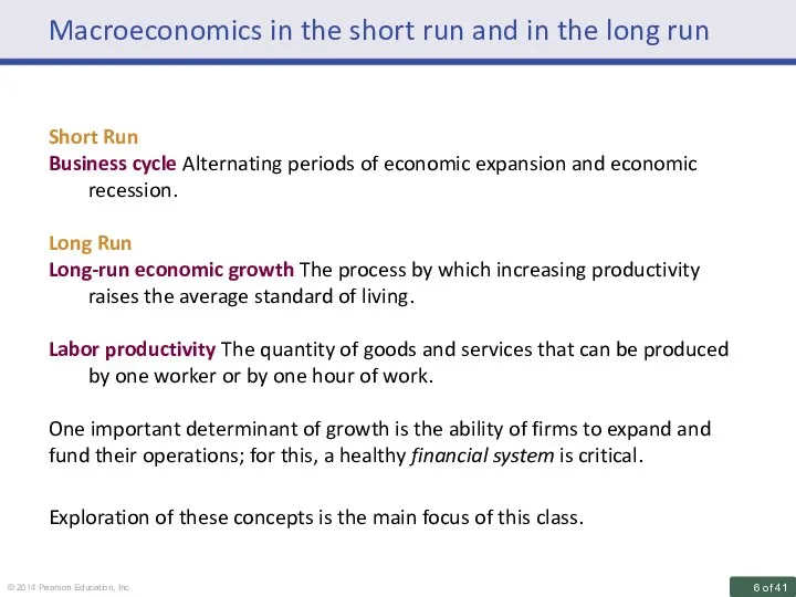 Macroeconomics in the short run and in the long run Short