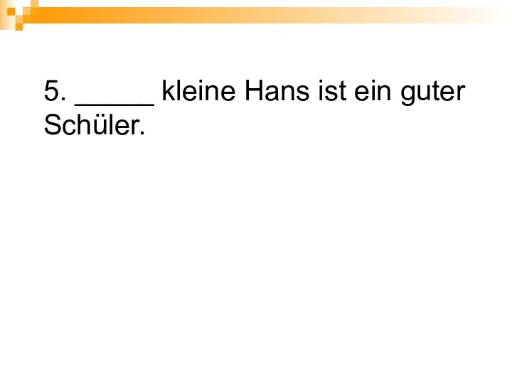 5. _____ kleine Hans ist ein guter Schüler.