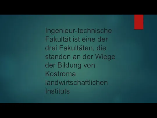 Ingenieur-technische Fakultät ist eine der drei Fakultäten, die standen an der