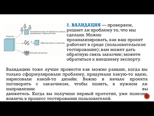 2. ВАЛИДАЦИЯ — проверяем, решает ли проблему то, что мы сделали.