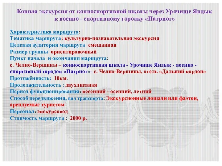 Конная экскурсия от конноспортивной школы через Урочище Яндык к военно -