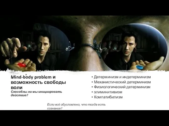 Mind-body problem и возможность свободы воли Способны ли мы инициировать действие?