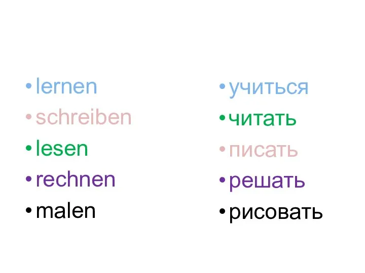 die Hausaufgabe lernen schreiben lesen rechnen malen учиться читать писать решать рисовать