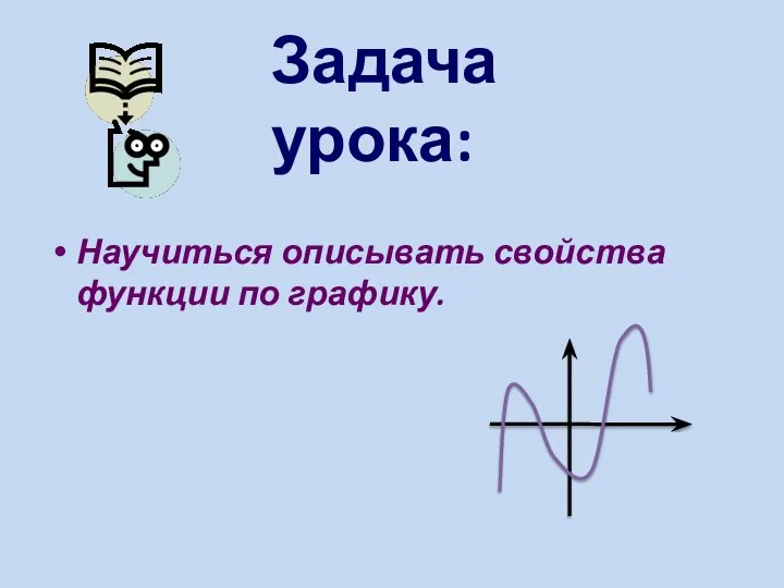 Задача урока: Научиться описывать свойства функции по графику.