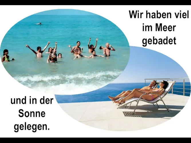 und in der Sonne gelegen. Wir haben viel im Meer gebadet