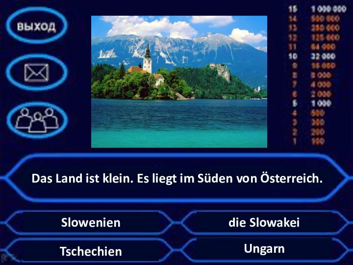 Das Land ist klein. Es liegt im Süden von Österreich. Slowenien die Slowakei Tschechien Ungarn