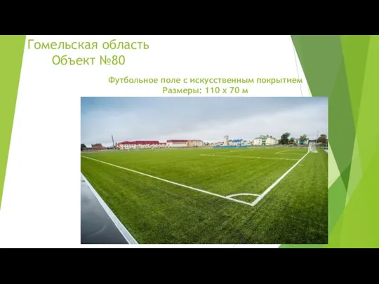 Футбольное поле с искусственным покрытием Размеры: 110 х 70 м Гомельская область Объект №80