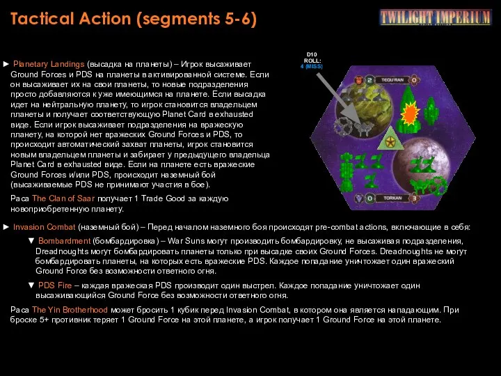 Tactical Action (segments 5-6) Planetary Landings (высадка на планеты) – Игрок