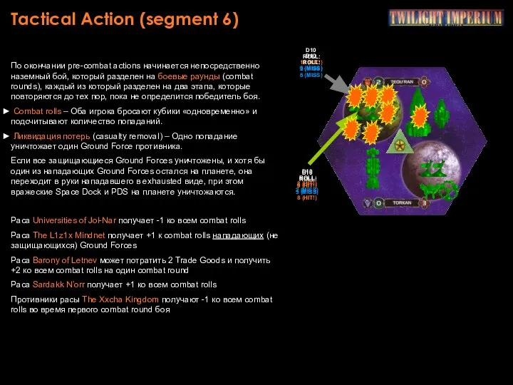 Tactical Action (segment 6) По окончании pre-combat actions начинается непосредственно наземный