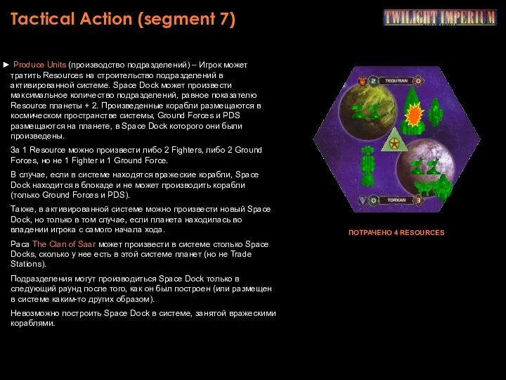 Tactical Action (segment 7) Produce Units (производство подразделений) – Игрок может