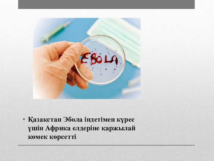 Қазақстан Эбола індетімен күрес үшін Африка елдеріне қаржылай көмек көрсетті