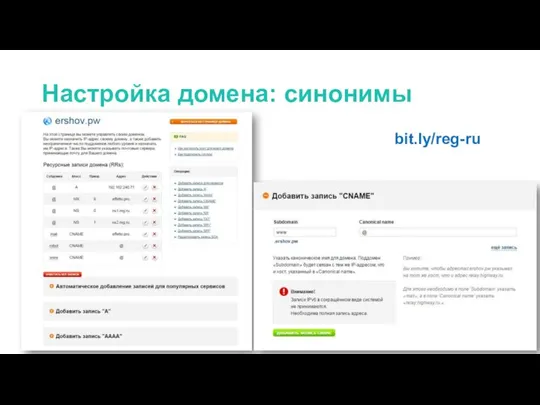 Настройка домена: синонимы bit.ly/reg-ru