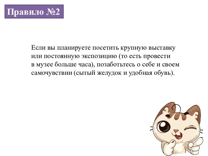 Правило №2 Если вы планируете посетить крупную выставку или постоянную экспозицию