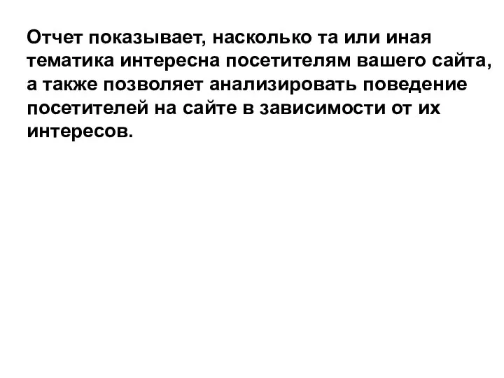 Отчет показывает, насколько та или иная тематика интересна посетителям вашего сайта,