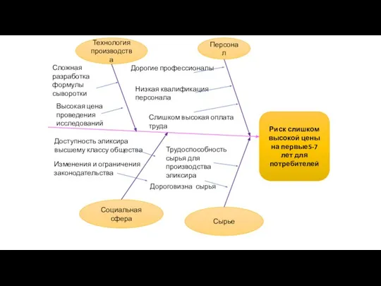 Риск слишком высокой цены на первые5-7 лет для потребителей Персонал Технология