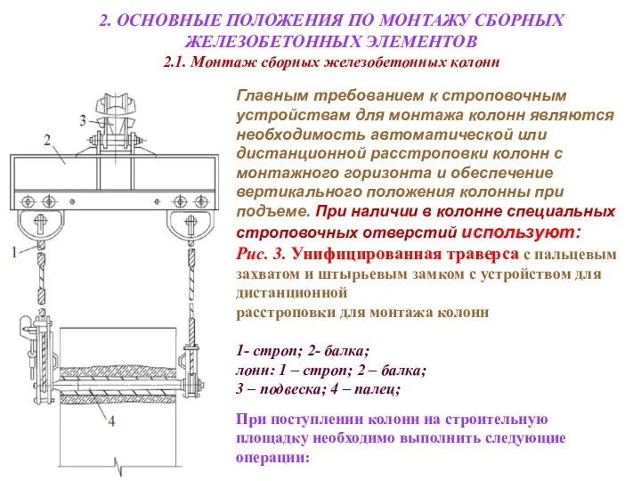 2. ОСНОВНЫЕ ПОЛОЖЕНИЯ ПО МОНТАЖУ СБОРНЫХ ЖЕЛЕЗОБЕТОННЫХ ЭЛЕМЕНТОВ 2.1. Монтаж сборных