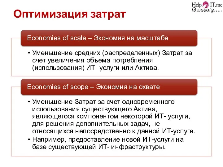 Оптимизация затрат Glossary