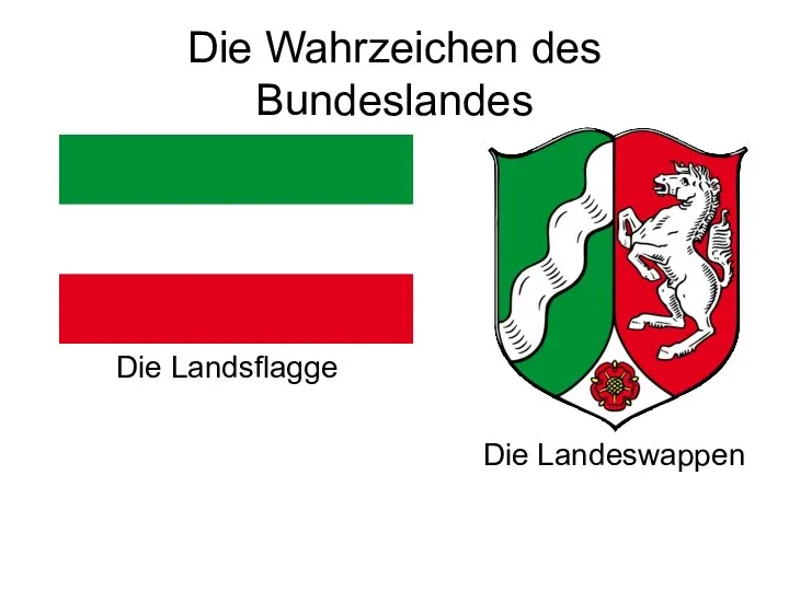 Die Wahrzeichen des Bundeslandes Die Landsflagge Die Landeswappen