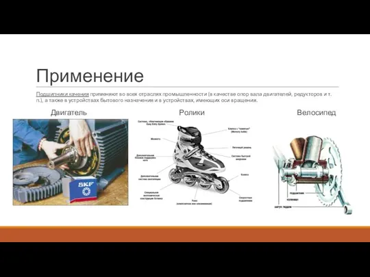 Применение Подшипники качения применяют во всех отраслях промышленности (в качестве опор