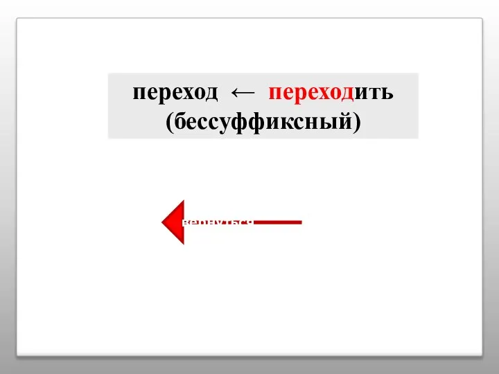 переход ← переходить (бессуффиксный) вернуться