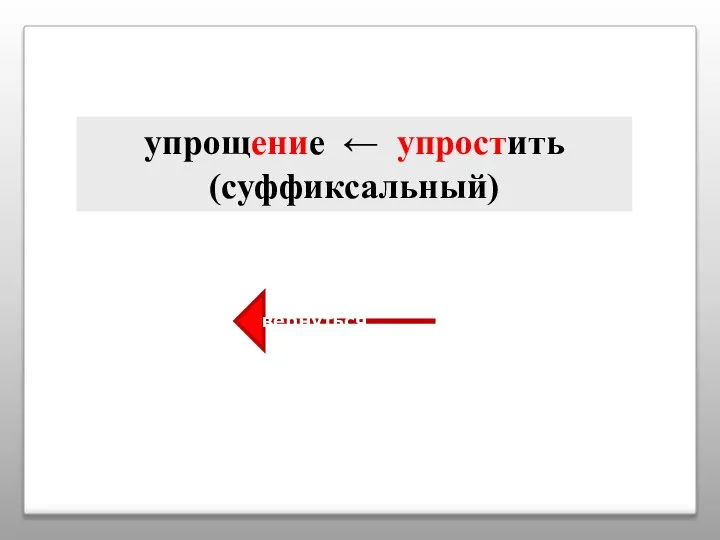 упрощение ← упростить (суффиксальный) вернуться